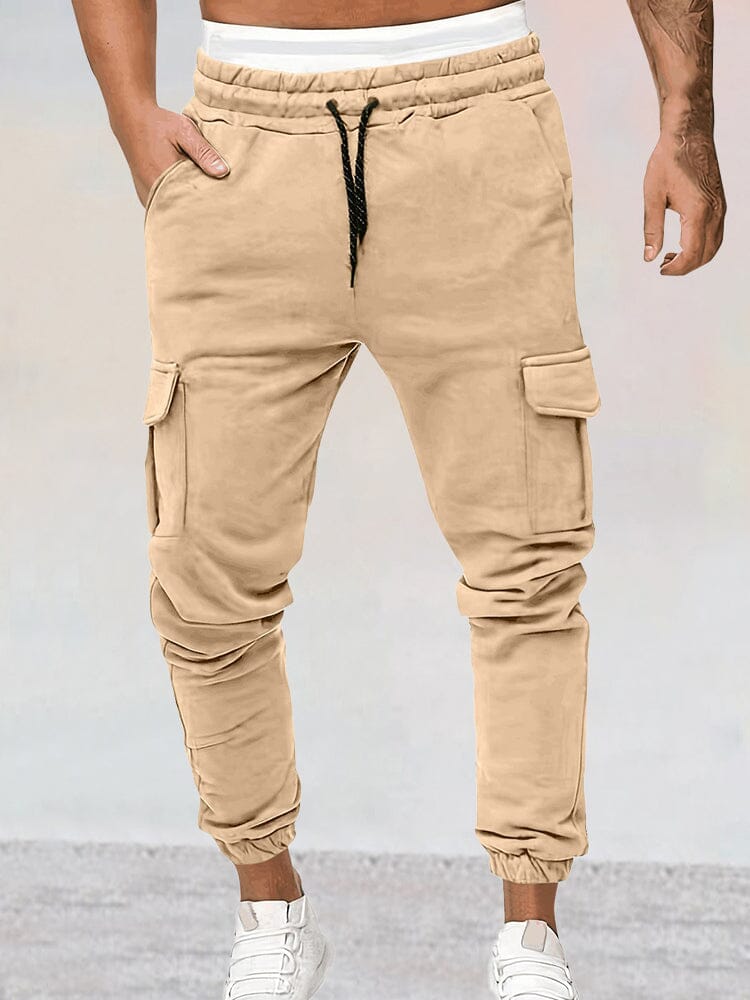 Casual Beam Feet Cargo Sweatpants Sweatpants coofandy Khaki M 