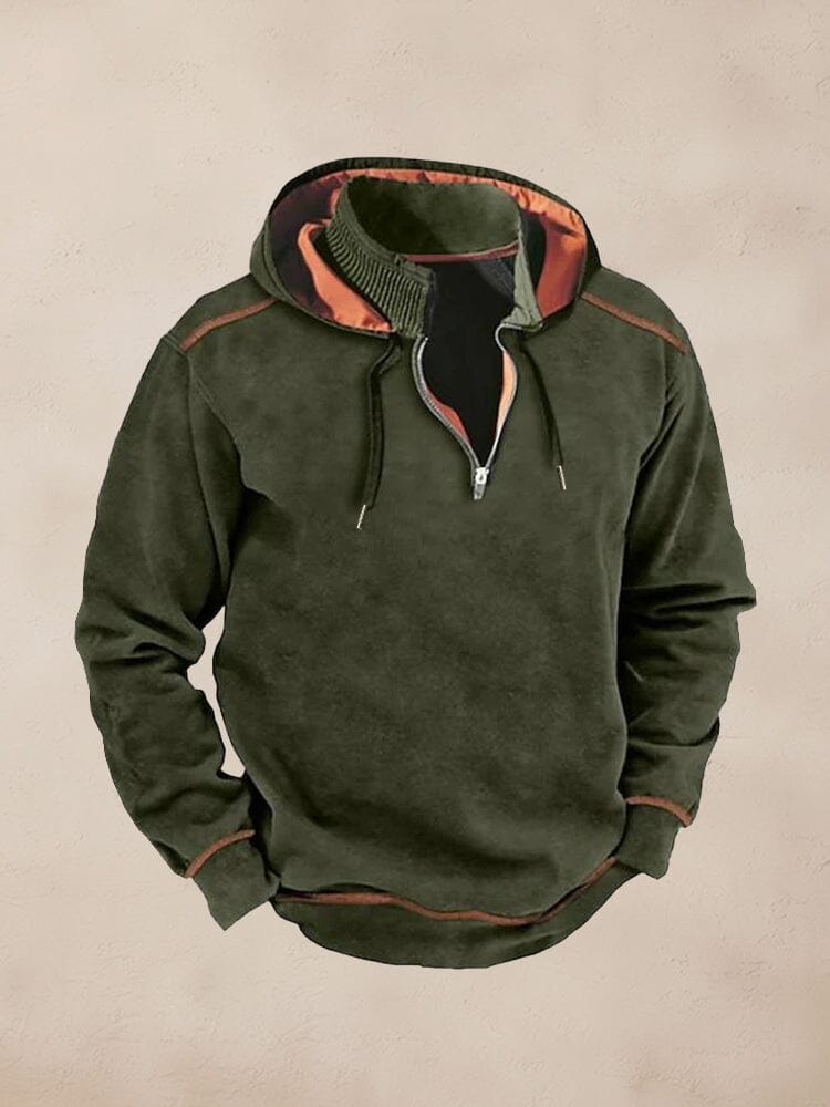 Casual Zipper Pullover Hoodie Hoodies coofandy Army Green S 