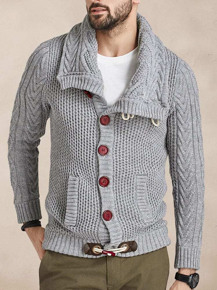 Vintage Button Knit Cardigan Sweater coofandy Light Grey M 