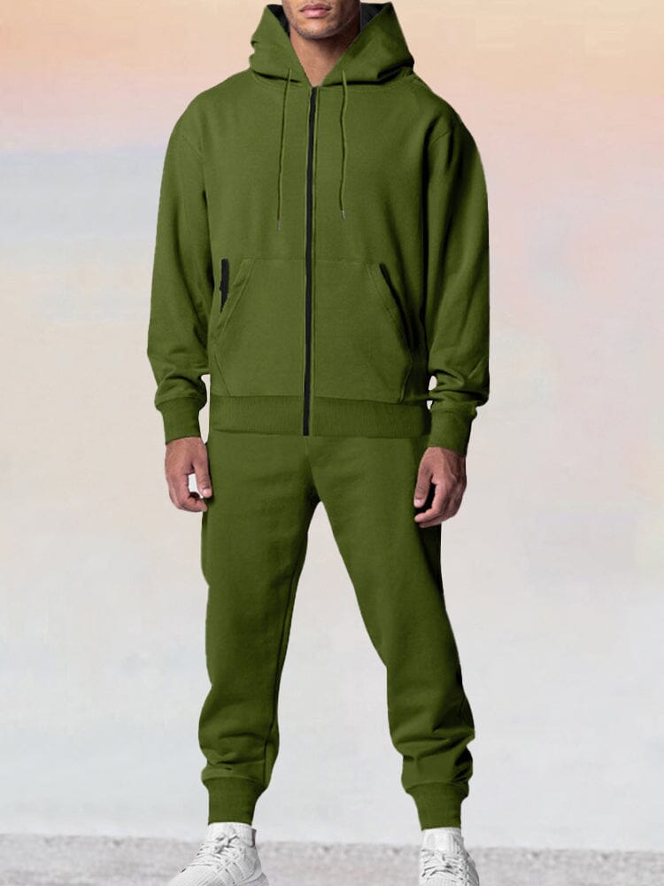 Casual Muti Pockets Tracksuit Set Sets coofandy Army Green S 