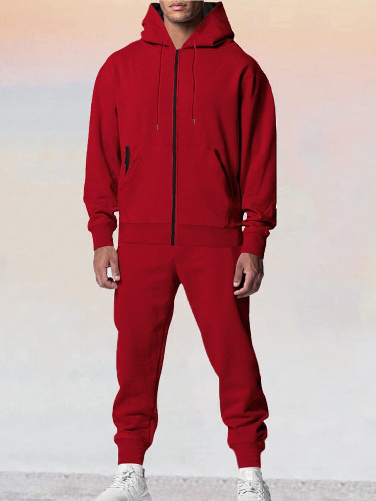 Casual Muti Pockets Tracksuit Set Sets coofandy Red S 