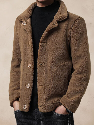 Double-Faced Teddy Suede Jacket Jackets coofandy Brown S 
