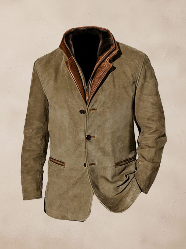 Vintage Suede Suit Jacket Jackets coofandy 