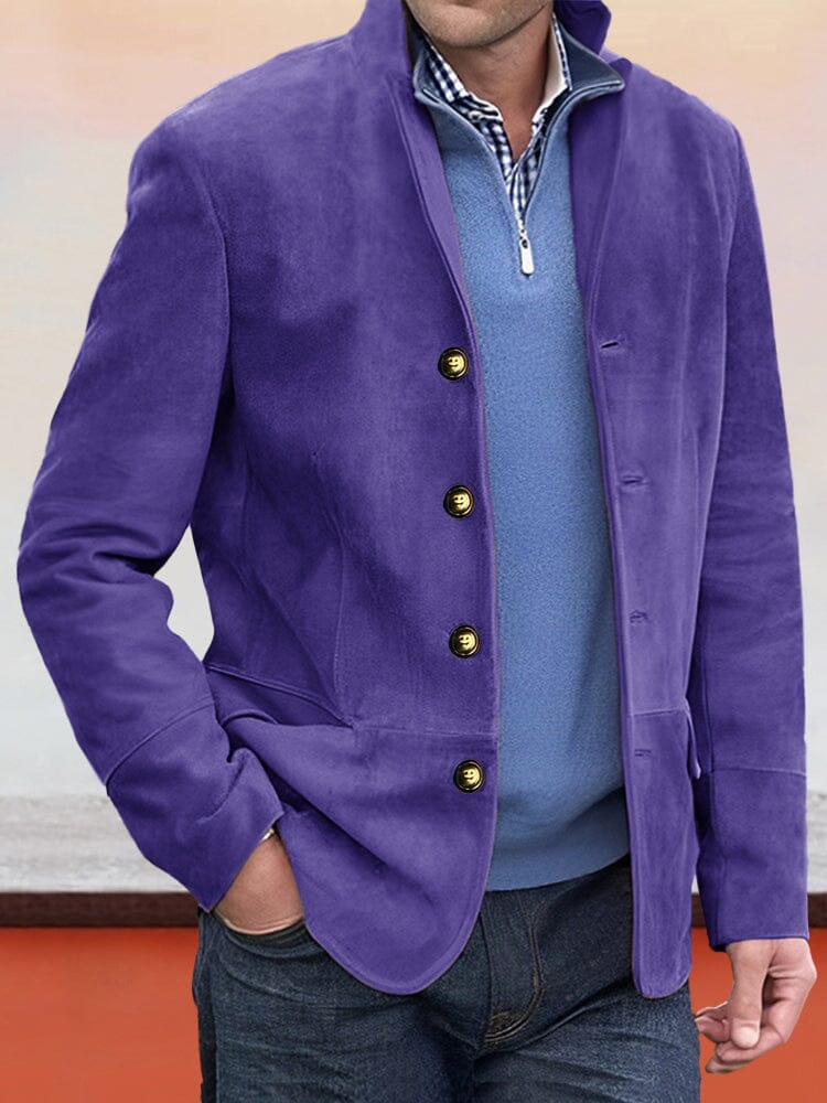 Casual Comfy Suede Jacket Jackets coofandy Purple S 