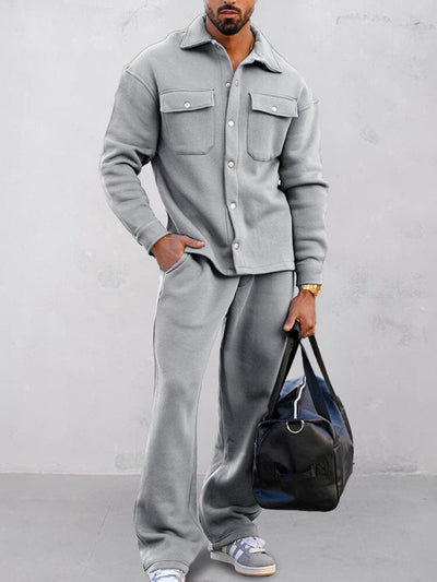 Casual Comfy 2-Piece Jacket Set Sets coofandy Grey S 