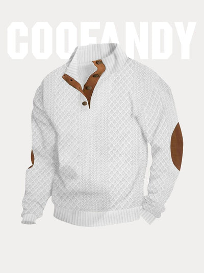 Textural Stand Collar Sweatshirt Sweatshirts coofandystore White S 