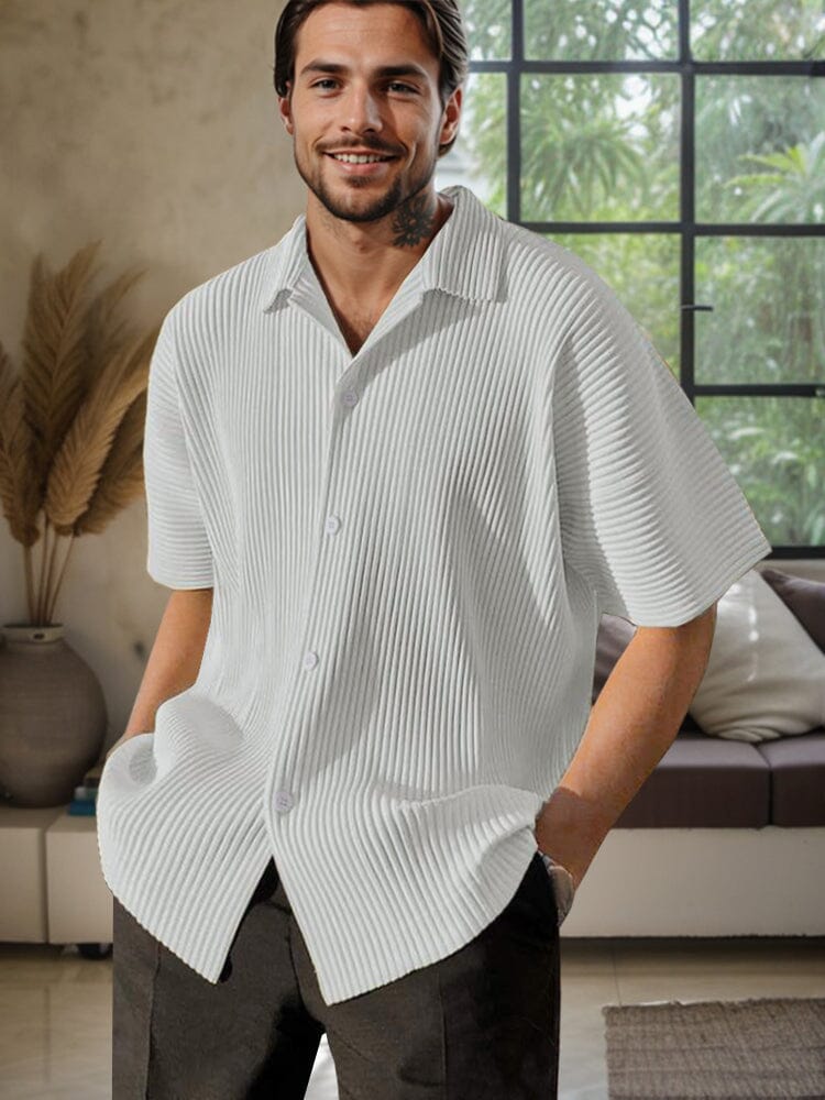 Casual Simple Striped Textured Shirt Shirts coofandy White S 
