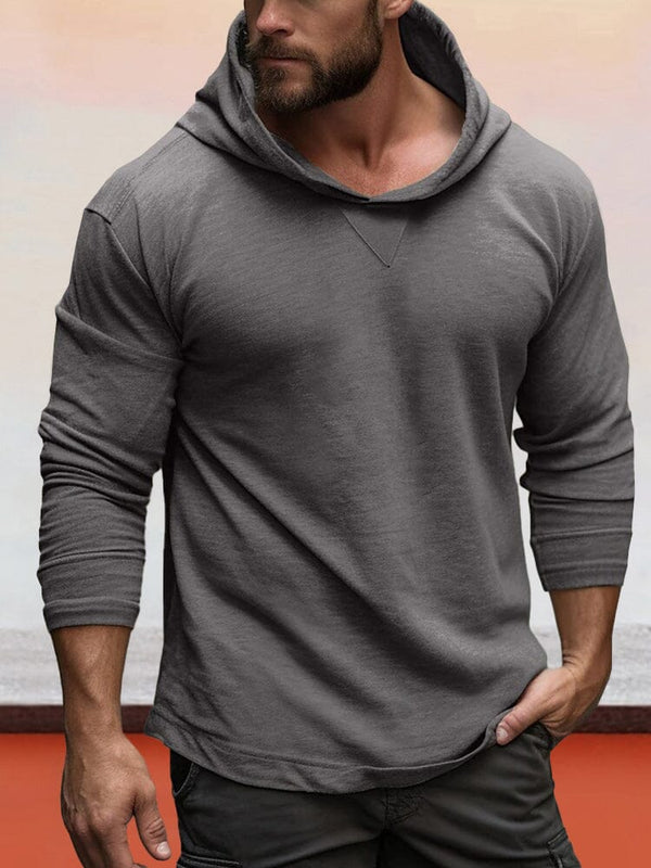 Lightweigt 100% Cotton Hooded Top T-Shirt coofandy Dark Grey S 
