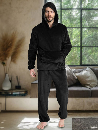 Cozy Thermal Fleece Hooded Set Sets coofandy Black S 