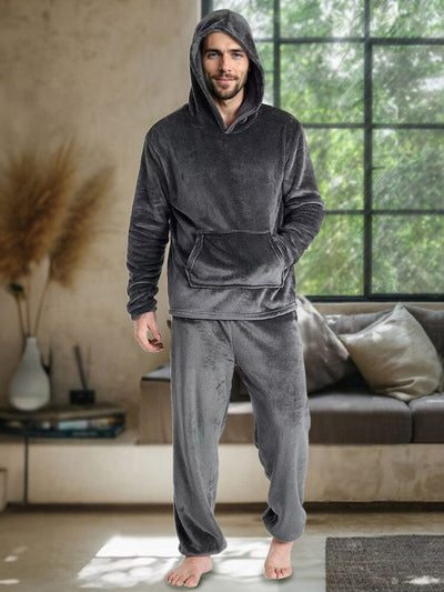 Cozy Thermal Fleece Hooded Set Sets coofandy Dark Grey S 