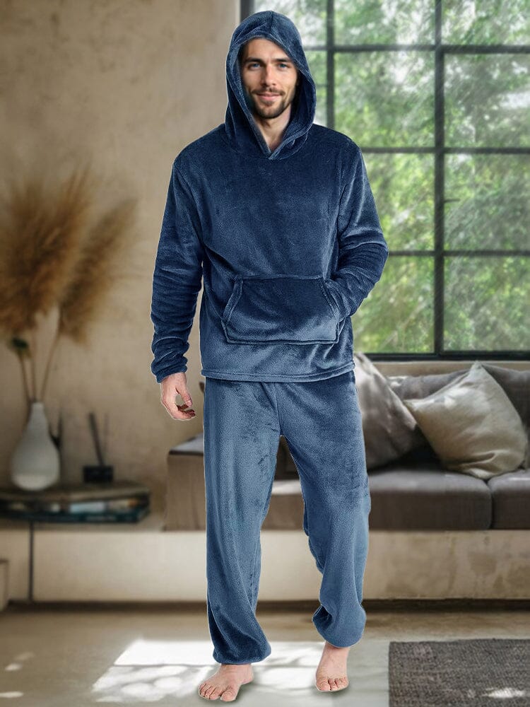 Cozy Thermal Fleece Hooded Set Sets coofandy Blue S 