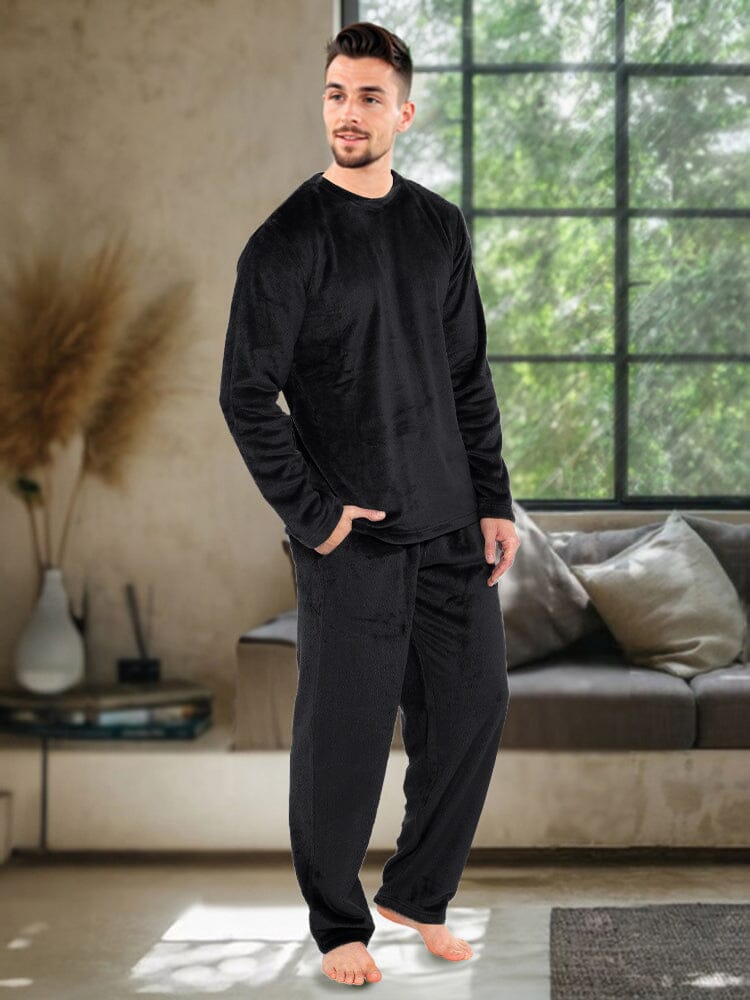 Thermal Flannel Fleece 2-Piece Set Sets coofandy Black S 
