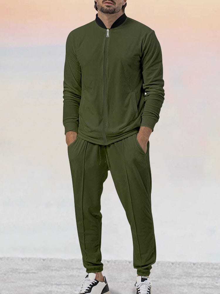 Casual Athleisure Jacket Set Sets coofandy Army Green S 