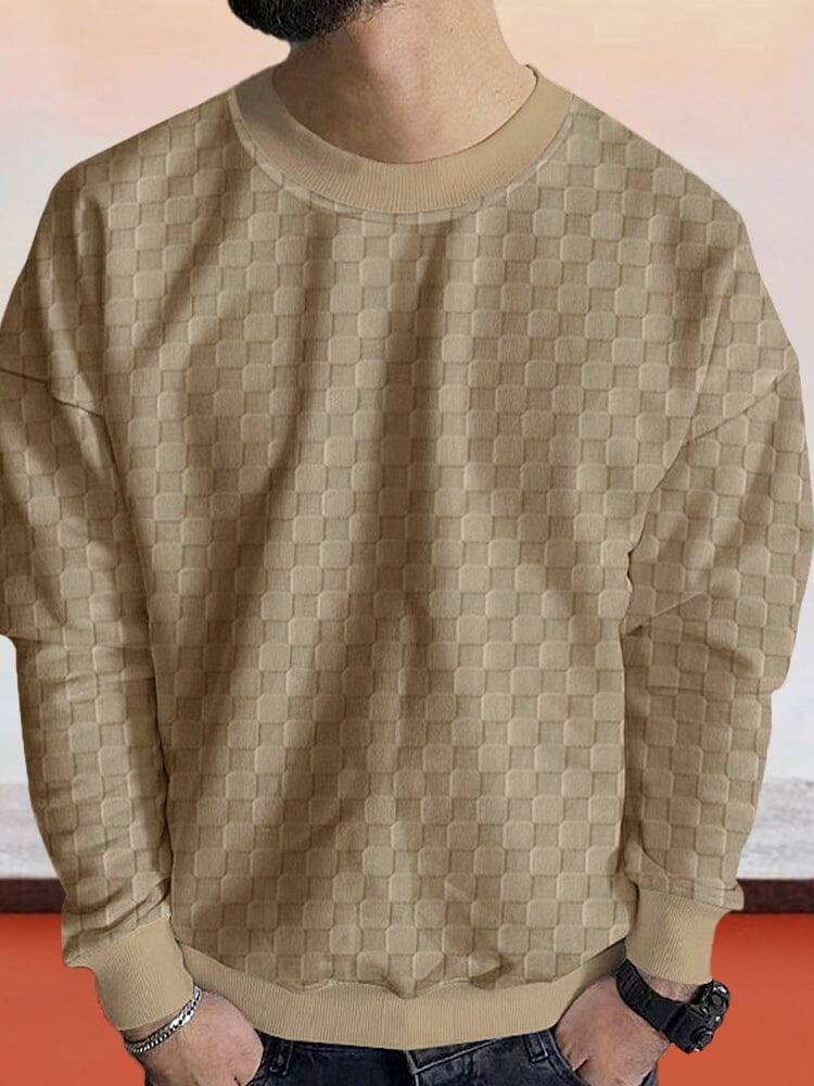 Casual Checkered Plaid Knit Top Shirts coofandy Khaki S 