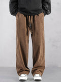Casual Straight-Leg Corduroy Pants Pants coofandystore Brown S 
