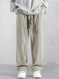Casual Straight-Leg Corduroy Pants Pants coofandystore Beige S 
