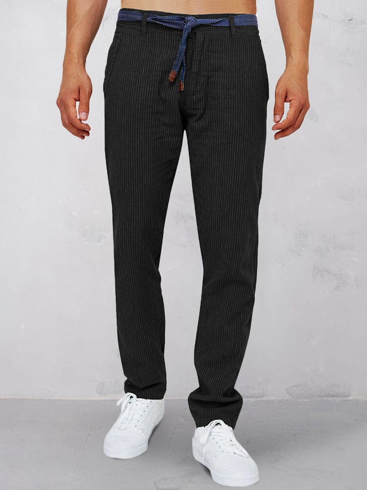Leisure Stripe 100% Cotton Pants Pants coofandystore Black S 
