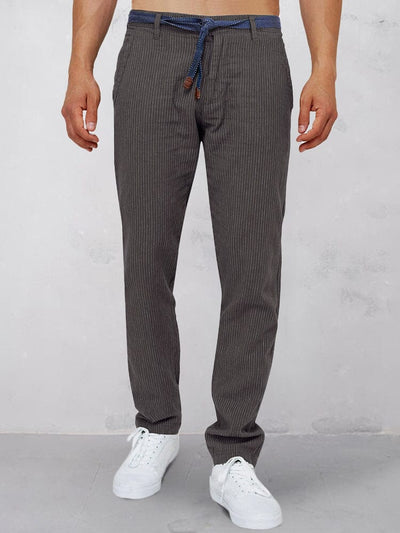 Leisure Stripe 100% Cotton Pants Pants coofandystore Dark Grey S 