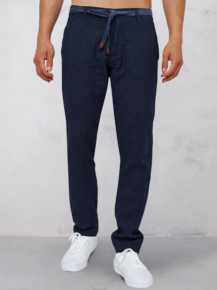 Leisure Stripe 100% Cotton Pants Pants coofandystore Navy Blue S 
