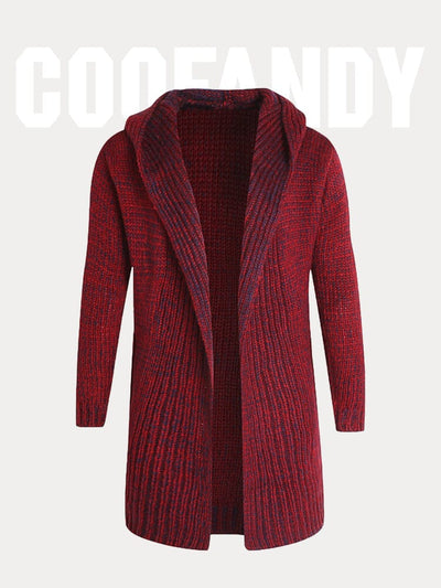 Casual Hooded Cardigan with Pockets Cardigans coofandy Red M 
