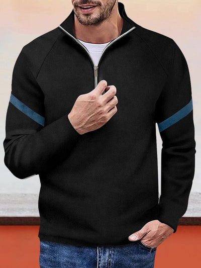 Casual Color Block Suede Sweatshirt Hoodies coofandy Black S 