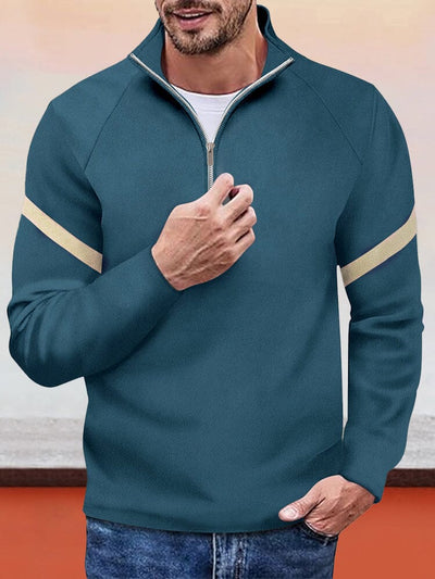 Casual Color Block Suede Sweatshirt Hoodies coofandy Dark Blue S 