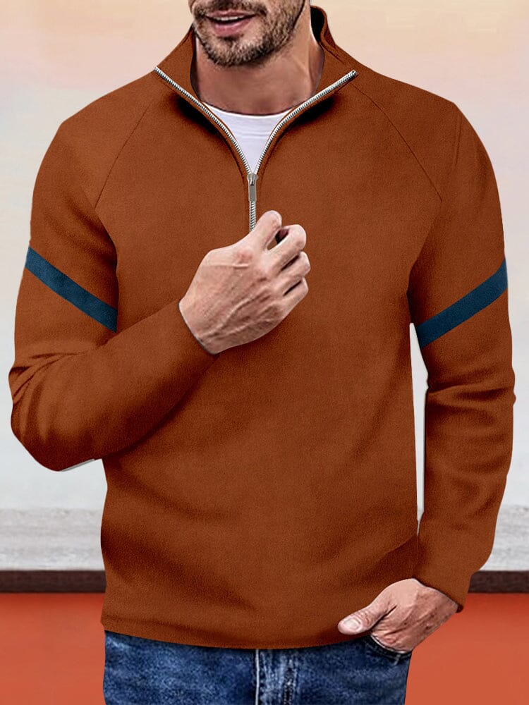Casual Color Block Suede Sweatshirt Hoodies coofandy Brown S 