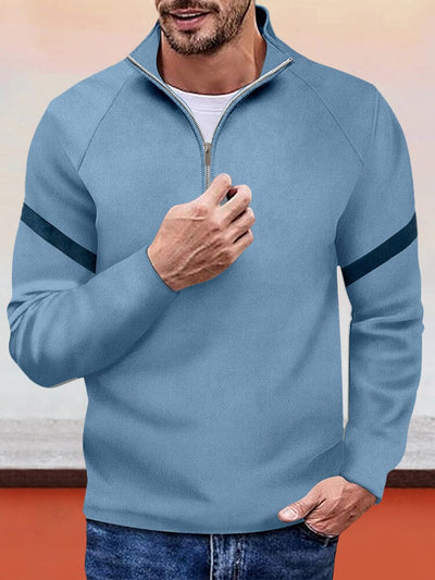 Casual Color Block Suede Sweatshirt Hoodies coofandy Light Blue S 
