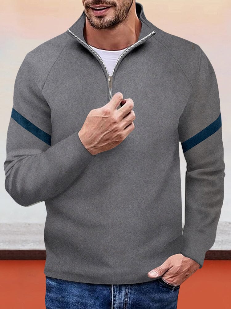 Casual Color Block Suede Sweatshirt Hoodies coofandy Grey S 