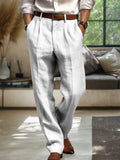Soft Straight-Leg Cotton Linen Pants Pants coofandy White S 