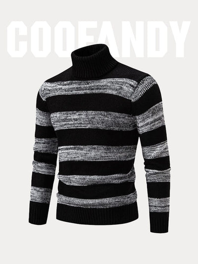 Stretchy Striped Turtleneck Sweater Sweater coofandy 