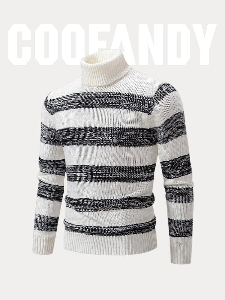 Stretchy Striped Turtleneck Sweater Sweater coofandy 
