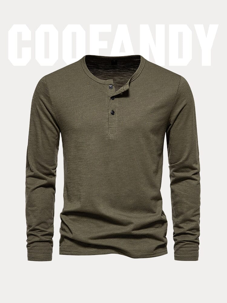 Simple 100% Cotton Henley Shirt T-Shirt coofandy 