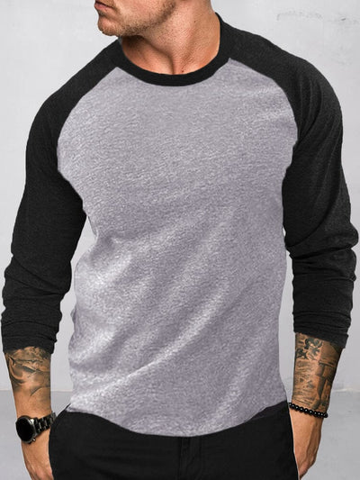 Color Block Crew Neck T-Shirt T-Shirt coofandy Light Grey S 