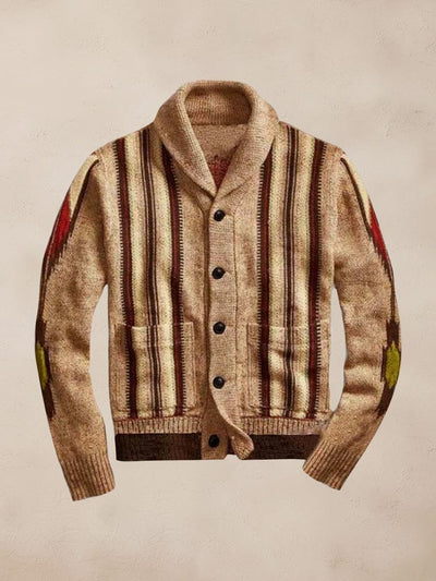 Vintage Jacquard Sweater Coat Sweater coofandy Khaki S 