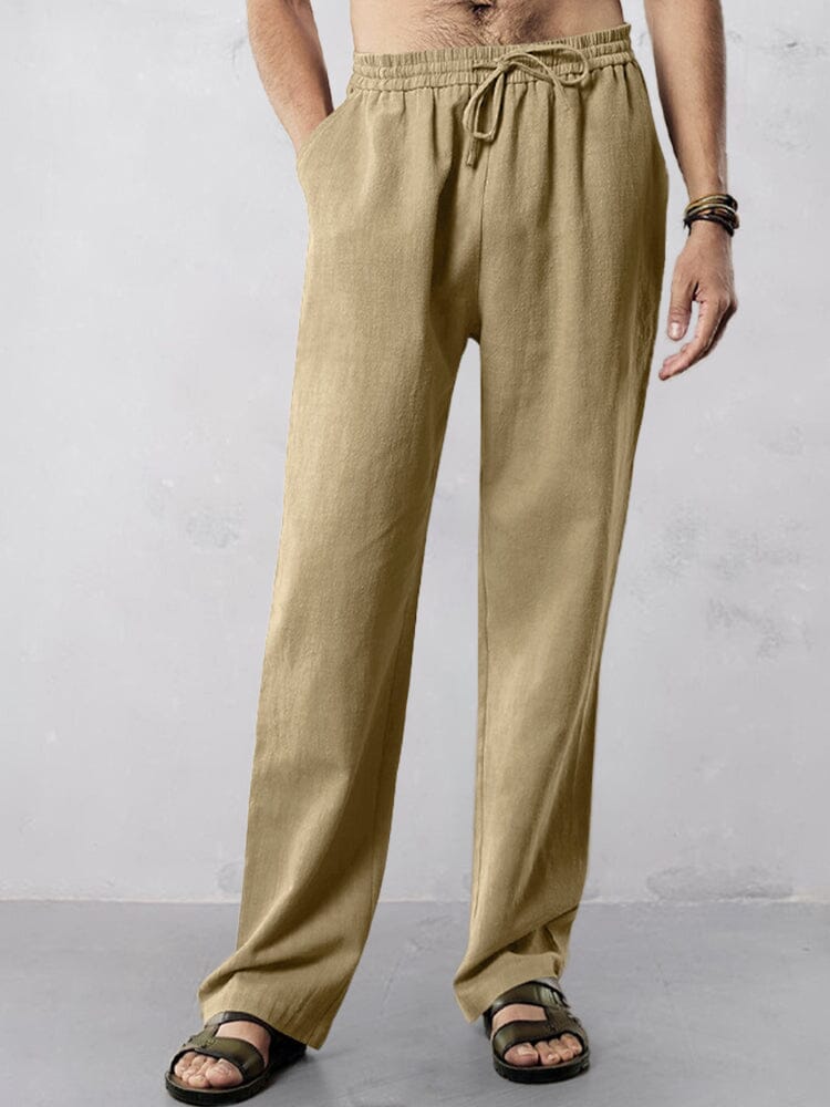 Casual Straight-Leg Cotton Linen Pants Pants coofandystore 