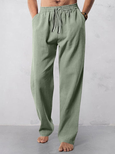 Casual Straight-Leg Cotton Linen Pants Pants coofandystore Green M 