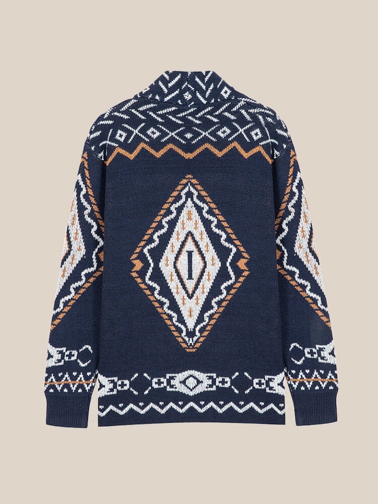 Vintage Jacquard Knit Cardigan Sweater coofandy 