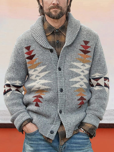 Leisure Jacquard Knit Cardigan Sweater coofandy Grey M 