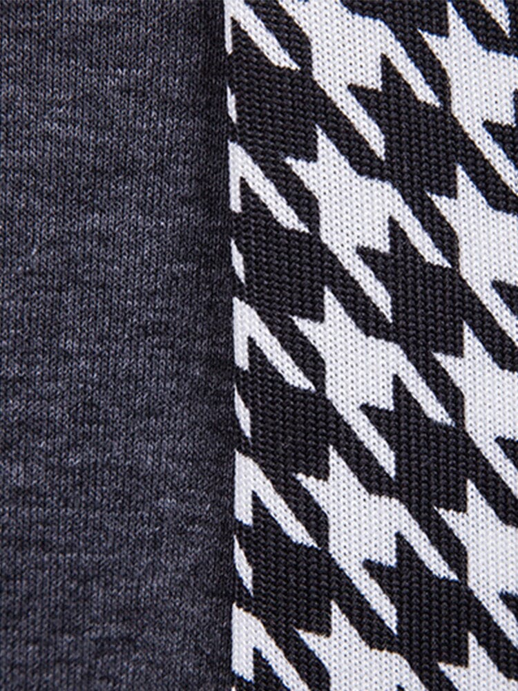 Stylish Houndstooth Pattern Knit Cardigan Cardigans coofandy 