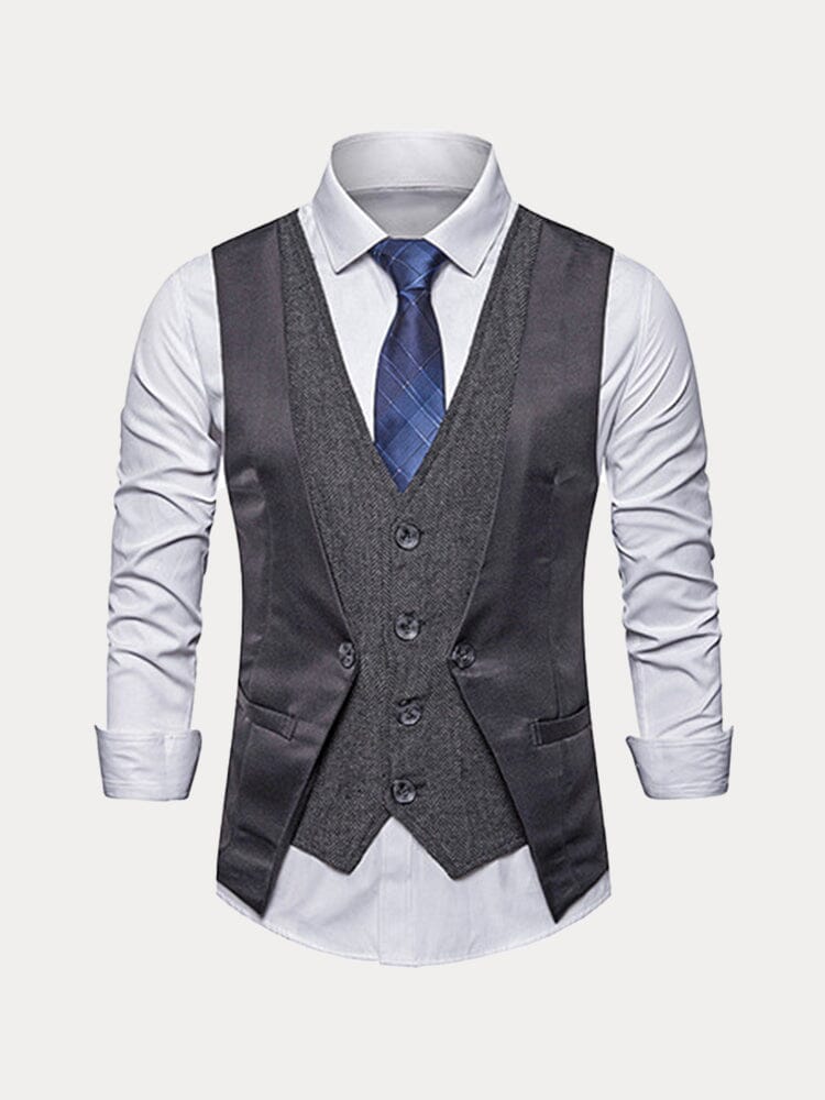 Stylish Fake Two-Piece Suit Vest Vest coofandy Grey S 