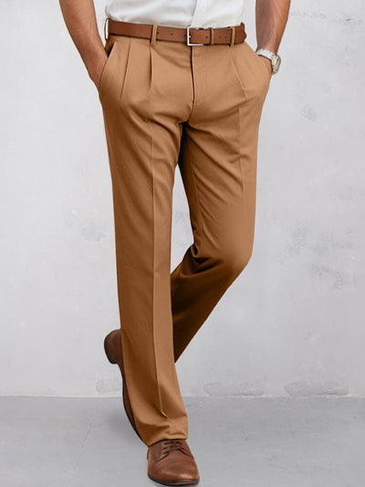 Classic Straight-Leg Dress Pants Pants coofandy Brown M 