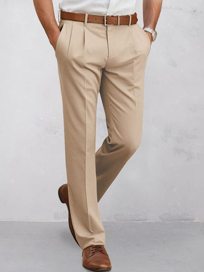 Classic Straight-Leg Dress Pants Pants coofandy Khaki M 