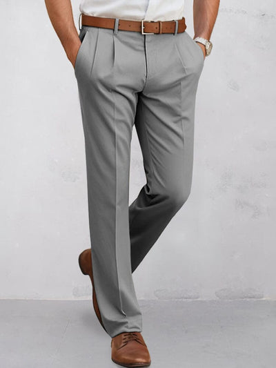 Classic Straight-Leg Dress Pants Pants coofandy Light Grey M 