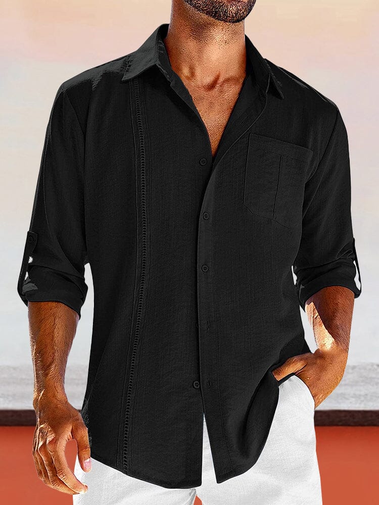 Casual Simple Shirt with Pocket Shirts coofandy Black S 