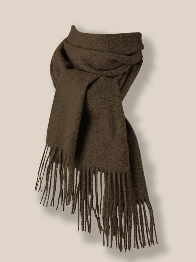 Comfy Tassel Faux Pashmina Scarf Scarf coofandy Brown F 