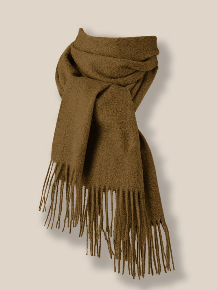 Comfy Tassel Faux Pashmina Scarf Scarf coofandy Camel F 