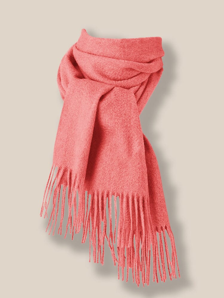 Comfy Tassel Faux Pashmina Scarf Scarf coofandy Watermelon Red F 