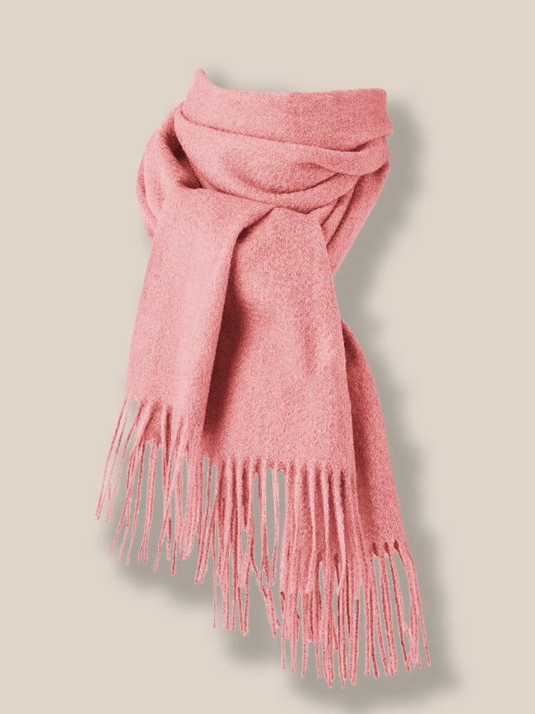 Comfy Tassel Faux Pashmina Scarf Scarf coofandy Pink F 