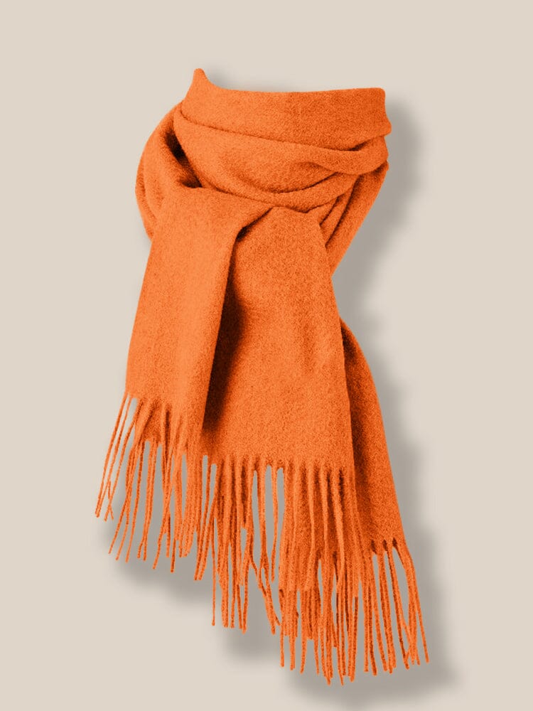 Comfy Tassel Faux Pashmina Scarf Scarf coofandy Orange F 